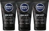 DEEP Cleansing Beard and Face Wash, Enriched with Natural Charcoal, 3 Pack of 3.3 Fl Oz Tubes