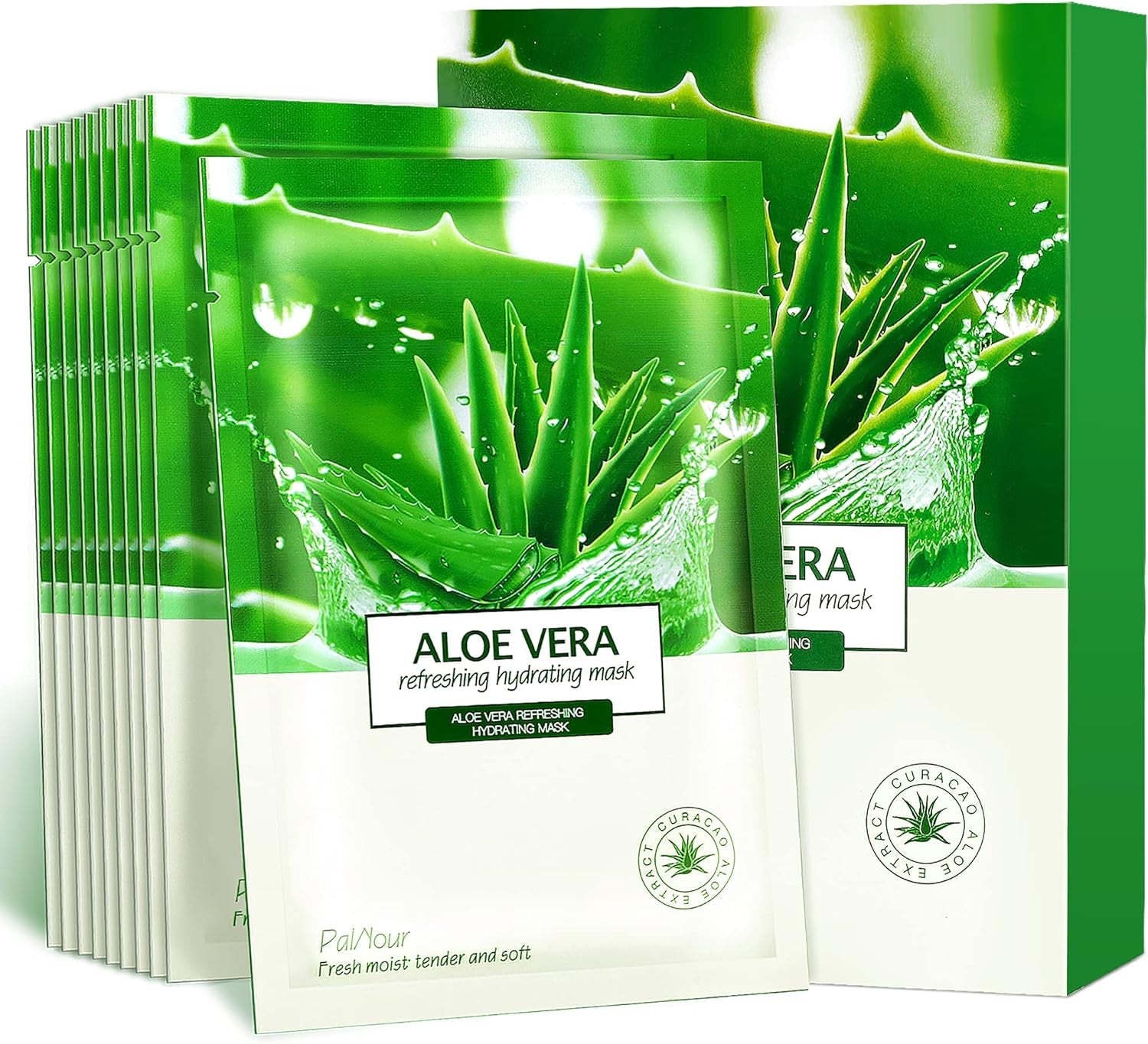 Aloe Facial Skincare Sheet Hydrating Moisturizing Revitalizing Facial Skincare Sheet for Dry, Oily, Sensitive and Tired Skin 25Ml/0.8Oz, Pack of 10