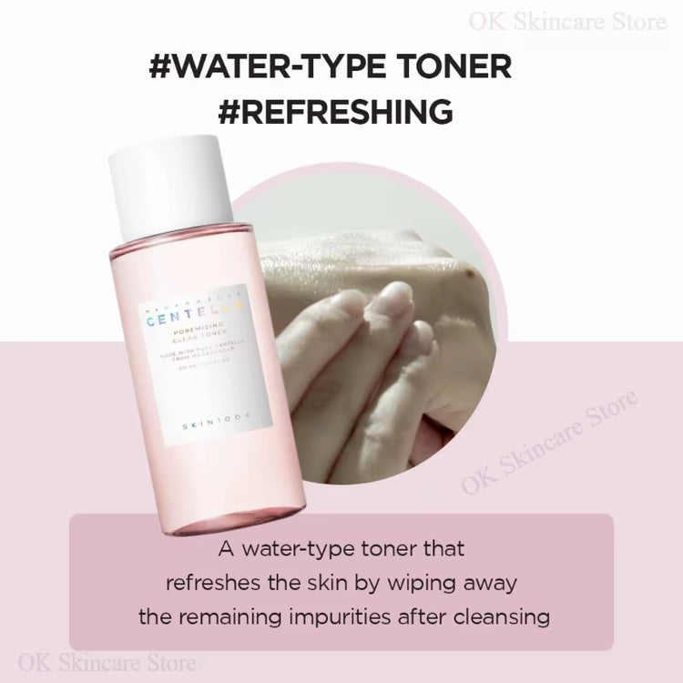 Korean Centella Skincare Pink Salt Essence Toner and Poremizing Quick Clay Stick Mask Beauty Products 2Pcs Facial Pore Care Sets