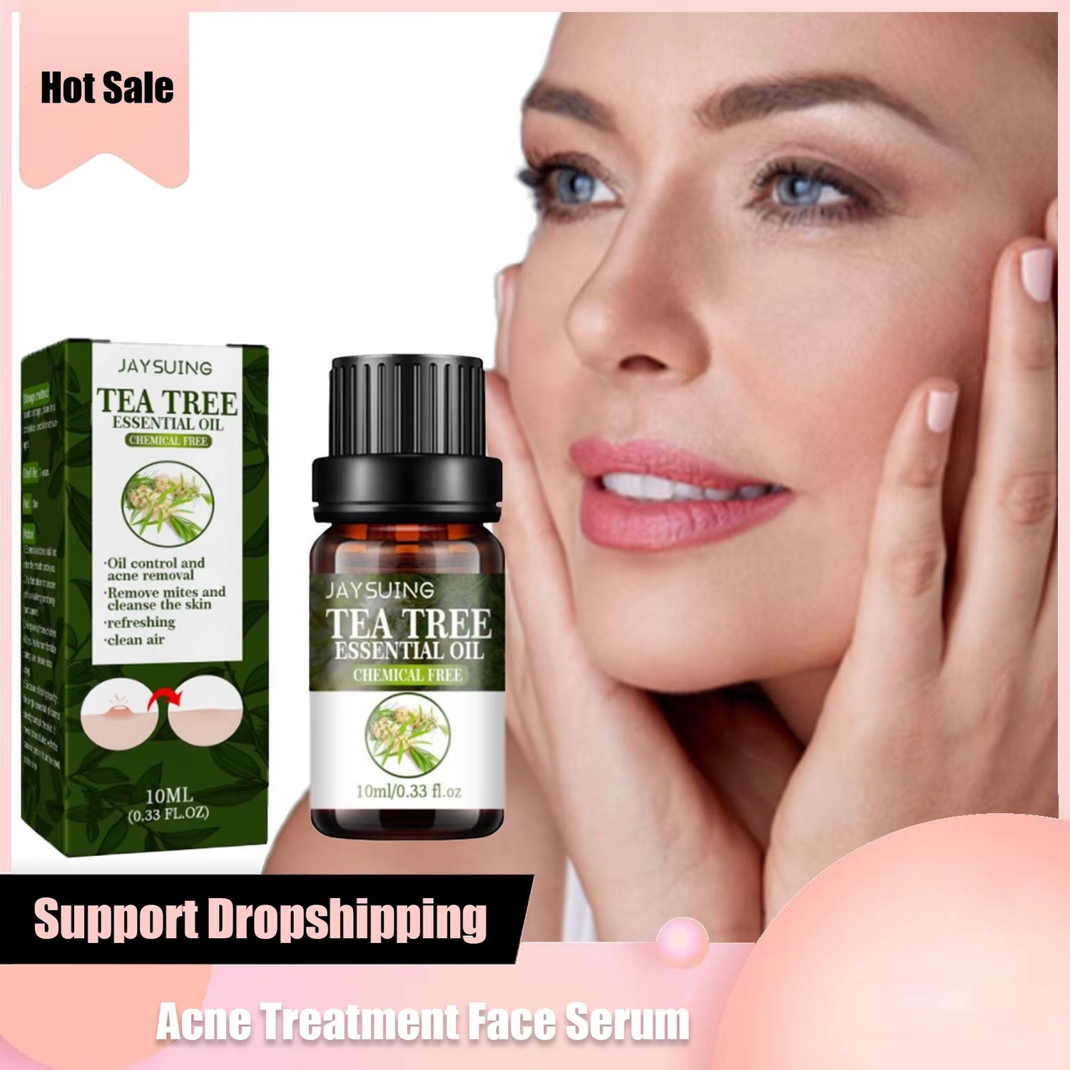 Acne Treatment Face Serum Tea Tree Oil Fade Acne Marks Pimple Spot Removal Moisturizing Firming Cleansing Pore Shrinking Essence