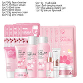 Japan Sakura Facial Cleaner Korean Face Serum Exfoliating Peeling Gel Moisturize Toner Eye Cream Sunscreen Cosmetic Skincare Set