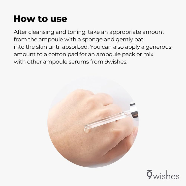 [9Wishes] Miracle White Ampule Serum 0.85Fl. Oz Whitening Serum - Bring Dull Skin Back to the Bright Side with 73% Rice Bran Water, Chemical Free, Natural Ingredients